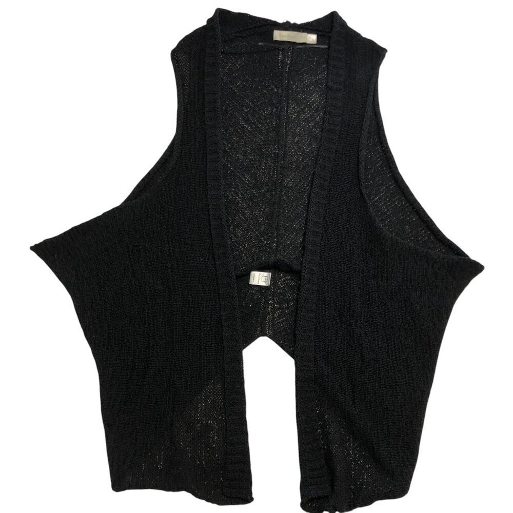 Y2K Costa Blanca Sleeveless Open Front Cardigan Sweater Vest Long Black Small